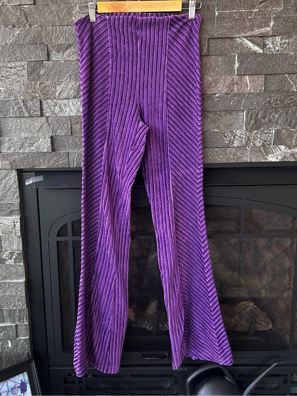 Free People - Penny Ribbed Velvet Flares in Deep Purple